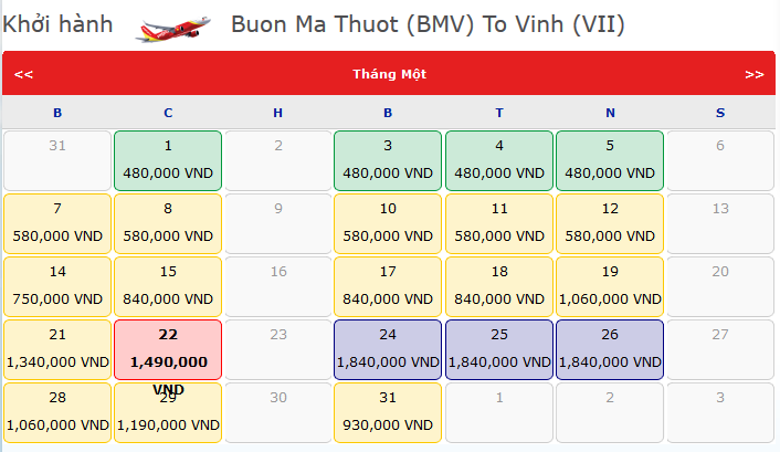 vé-máy-bay-tết-Buôn-Ma-Thuột-đi-Vinh