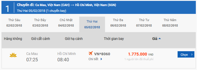 Vé máy bay Tết Cà Mau đi Hà Nội